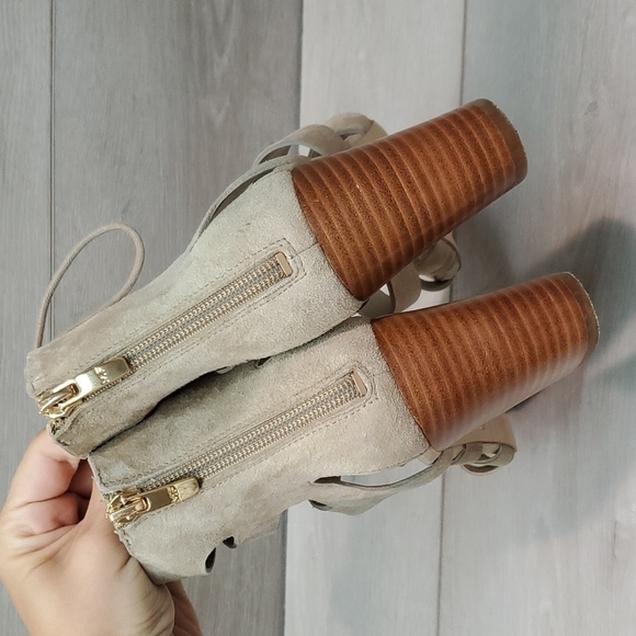 Marc Fisher Women Qmparadox Leather Ankle Heels Sandals shoes sz 9M - Picture 7 of 12